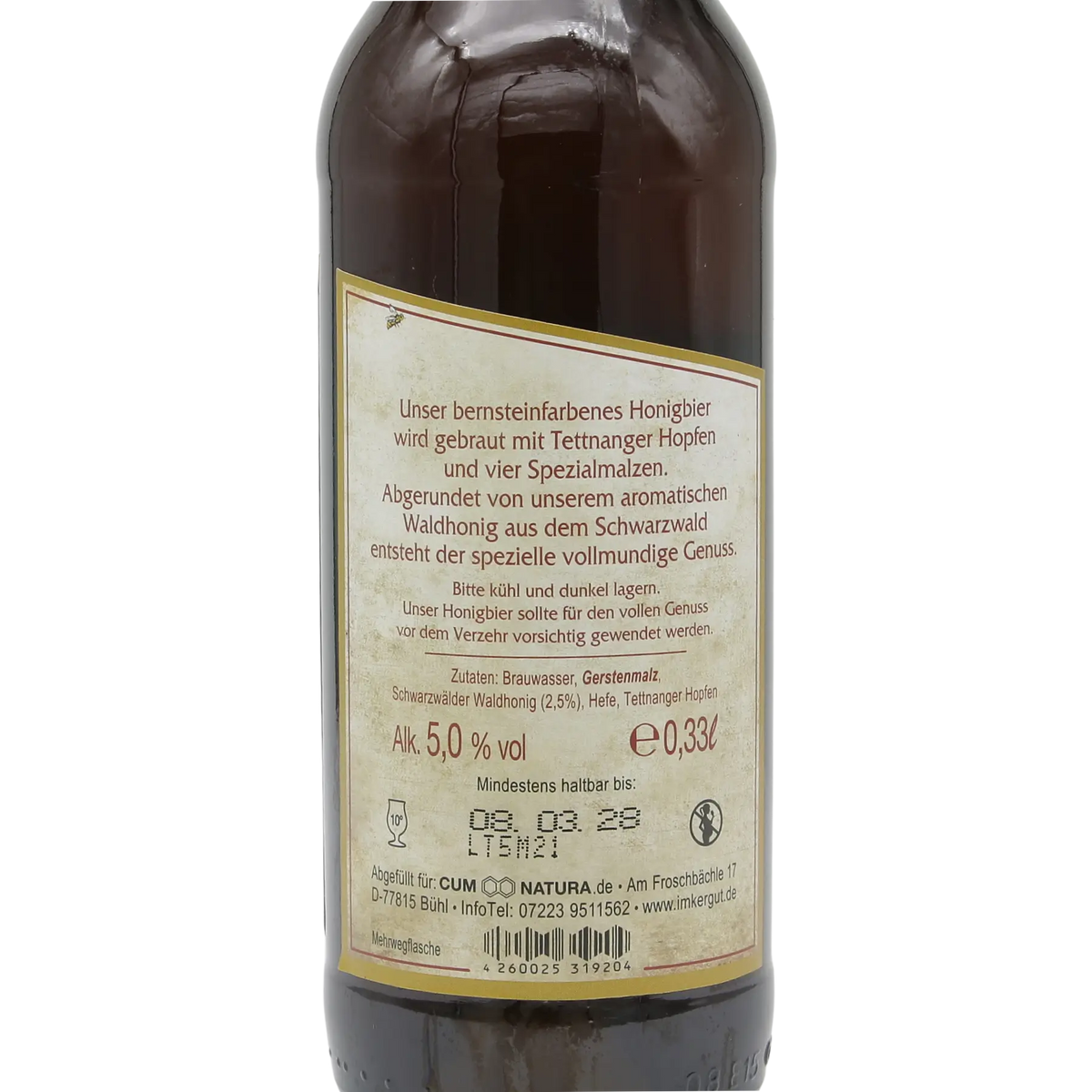 Honigbier Etikett: Zutaten und Alkoholgehalt