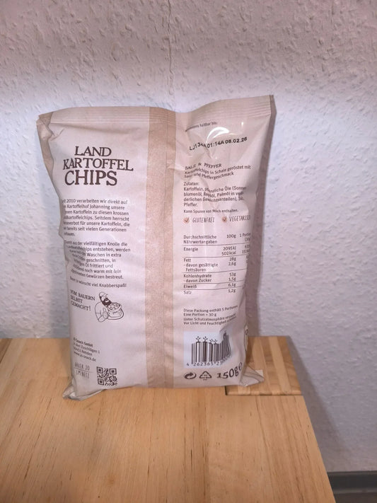Landkartoffel Chips Salz & Pfeffer 150g | Aus dem Kessel - Bienenhof-Keil-Shop