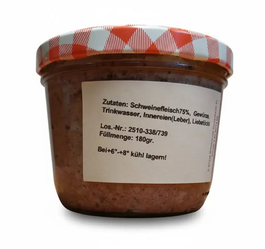 Leberwurst 180g - Hausgemachte Streichwurst von Hofbrennerei Falk - Bienenhof-Keil-Shop