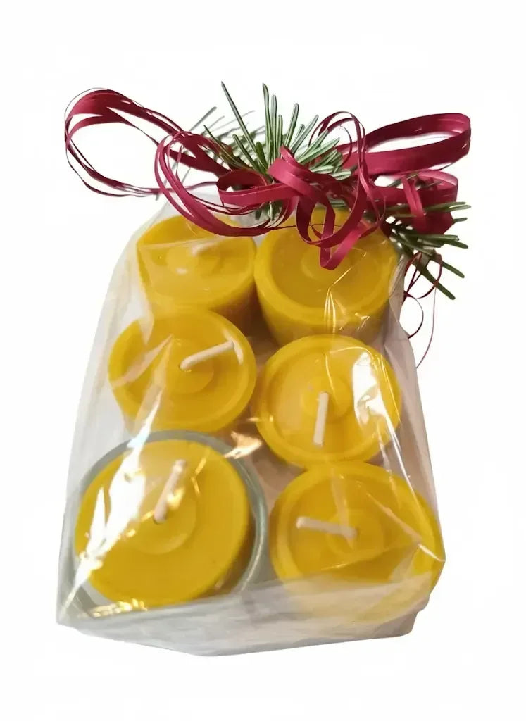 Bienenwachs Teelichter im Glas 6er Set - 100% natürlich - Bienenhof-Keil-Shop