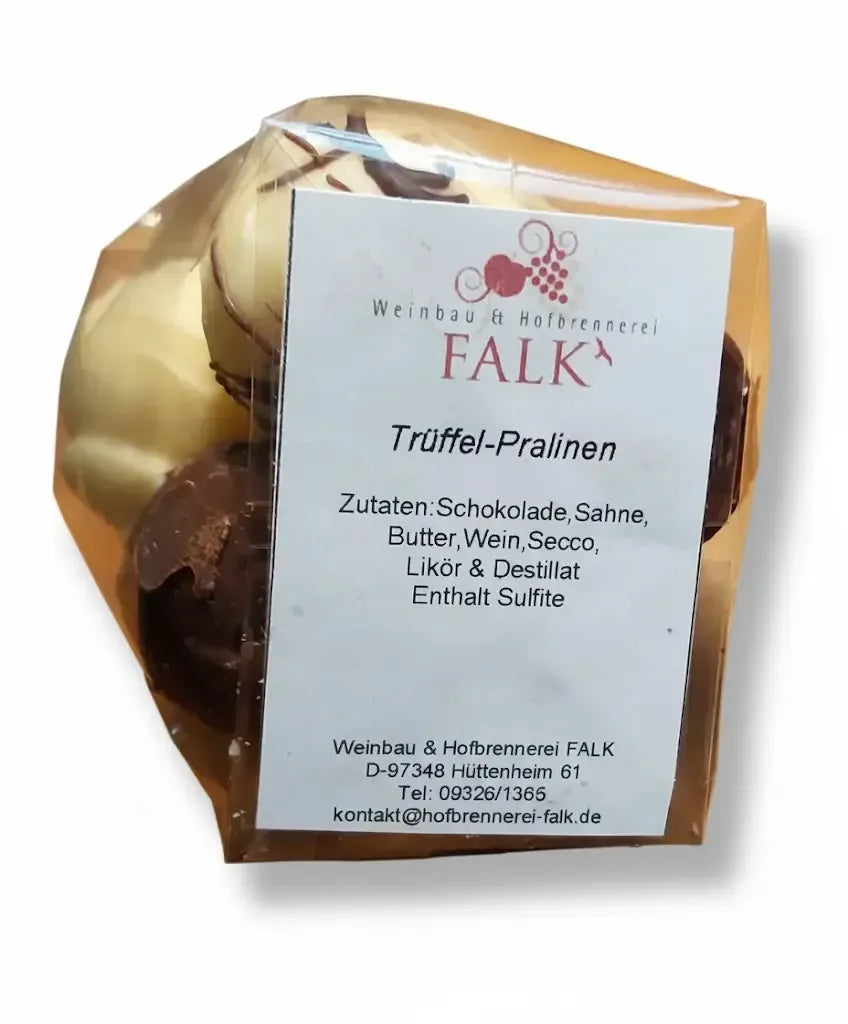 Trüffel-Pralinen 8 Stück - Handgemachte Schokoladenpralinen mit Wein & Secco - Bienenhof-Keil-Shop