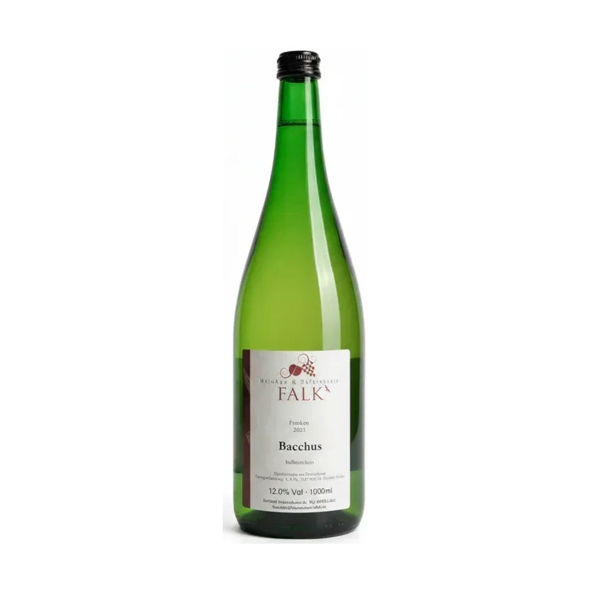 Literflasche Bacchus 2023 halbtrocken vom Weinbau Falk aus Hüttenheim