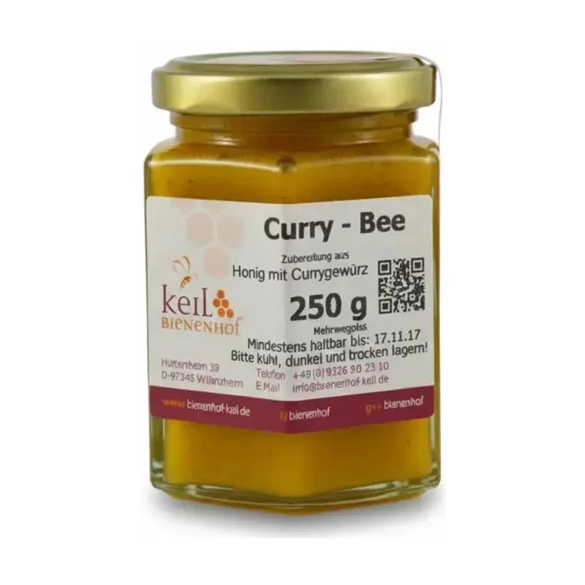 Glas Curry-Bee, Honig mit Currygewürz vom Bienenhof Keil, 250 g