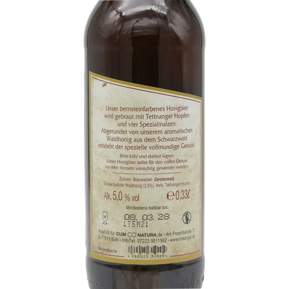 Honigbier Etikett: Zutaten und Alkoholgehalt