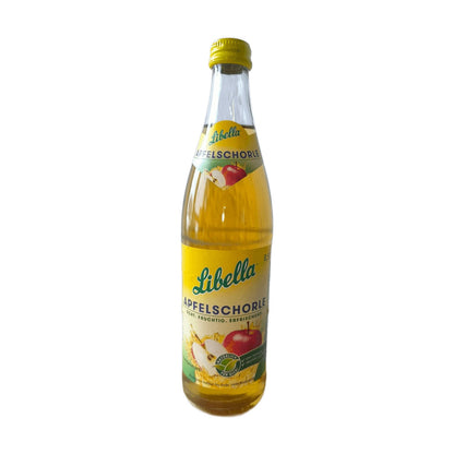 Flasche Libella Apfelschorle, Vorderseite mit Apfel-Motiv