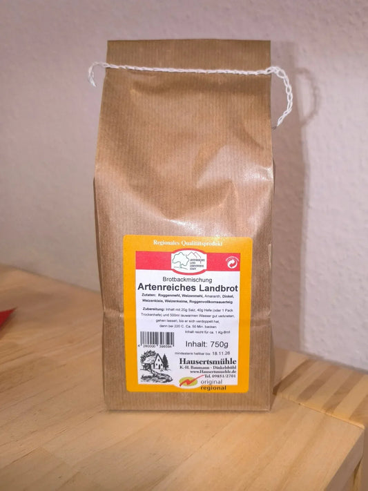 Artenreiches Landbrot Backmischung 750g - Hausertsmühle regional - Bienenhof-Keil-Shop