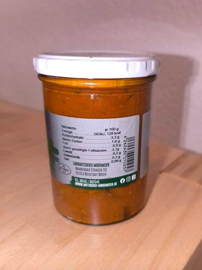 Rückseite des Glases Bolognese Sauce mit Nährwerttabelle
