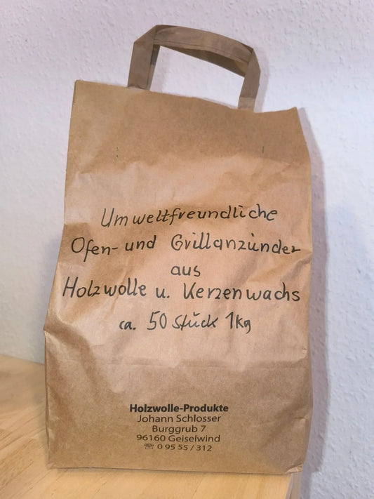 Ofen- und Grillanzünder 1kg - Umweltfreundlich aus Holzwolle und Kerzenwachs - Bienenhof-Keil-Shop