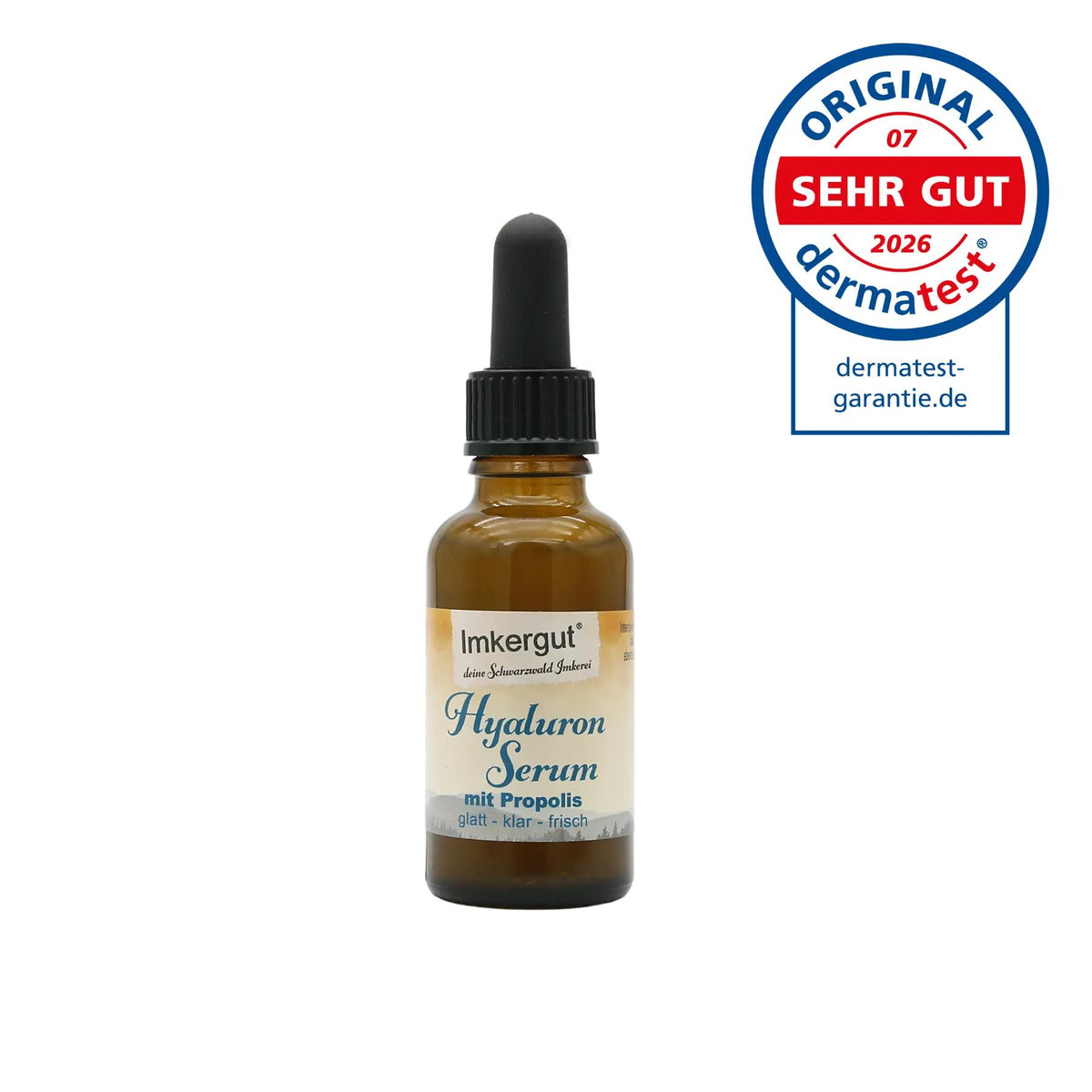 Imkergut Hyaluron-Serum mit Propolis, 30 ml Flasche mit Dermatest-Siegel