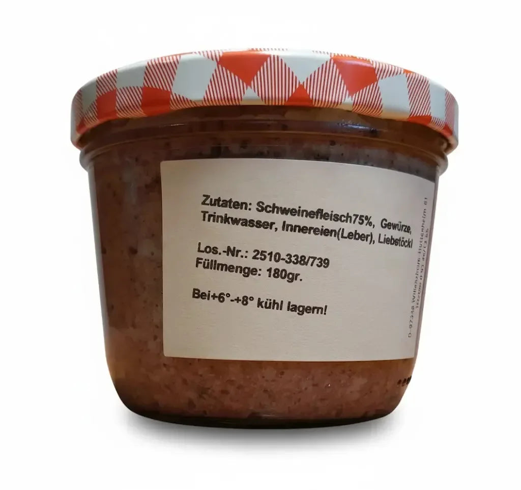 Leberwurst 180g - Hausgemachte Streichwurst von Hofbrennerei Falk - Bienenhof-Keil-Shop