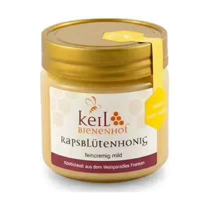 Glas Rapsblütenhonig vom Bienenhof Keil, feincremig mild