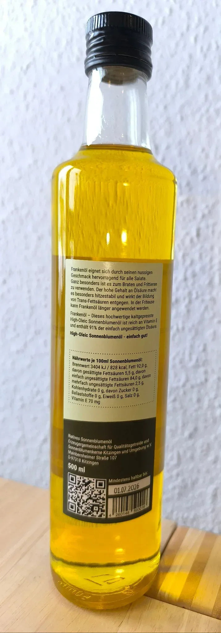Sonnenblumenöl aus Franken kaltgepresst 500g – Naturbelassen & Aromatisch - Bienenhof-Keil-Shop