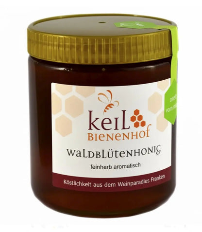 Glas Waldblütenhonig vom Bienenhof Keil, feinherb aromatisch