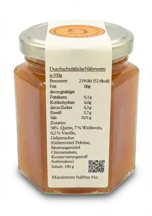 Quittengelee mit Weißwein & Vanille - 190g - Bienenhof-Keil-Shop