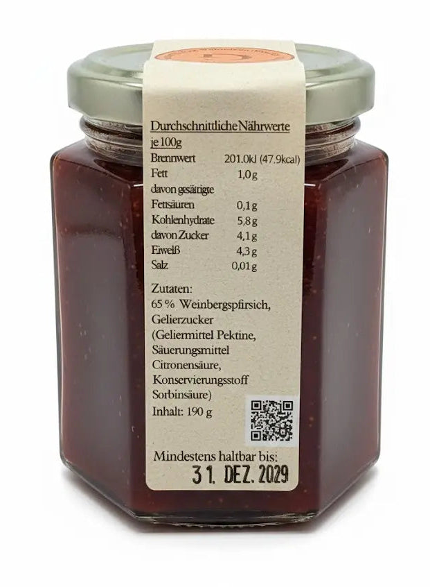Weinbergspfirsich Marmelade vom Weingut Gümpelein - Nährwert