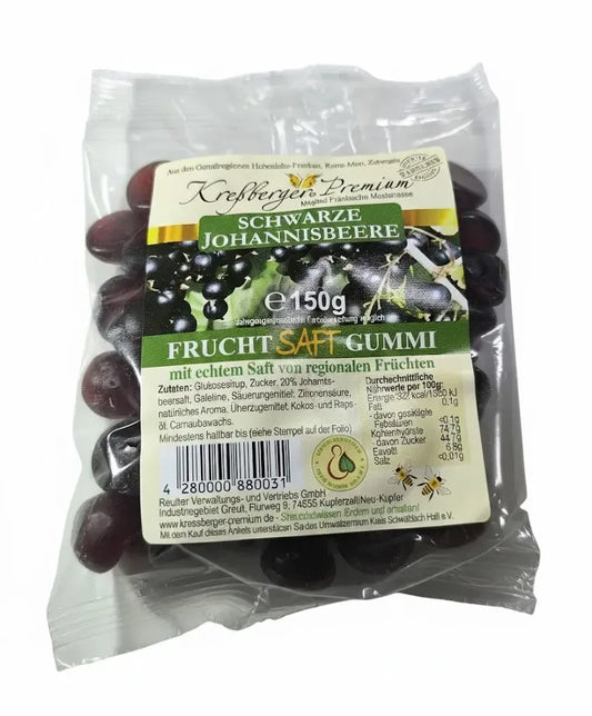 Kressberger Premium Schwarze Johannisbeere Frucht Saft Gummi 150g - Bienenhof-Keil-Shop